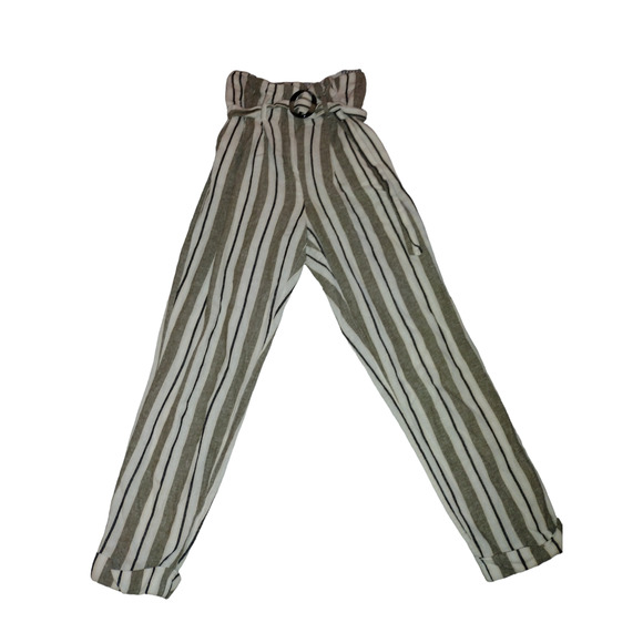 TopShop Linen Blend pants paperbag waist w/belt size 4 - Picture 2 of 2